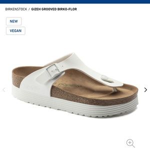 Birkenstock Papillio Gizeh Grooved Birko-Flor Vegan Platform Sandals White 39